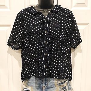FOREVER 21 Dot Button Up Top